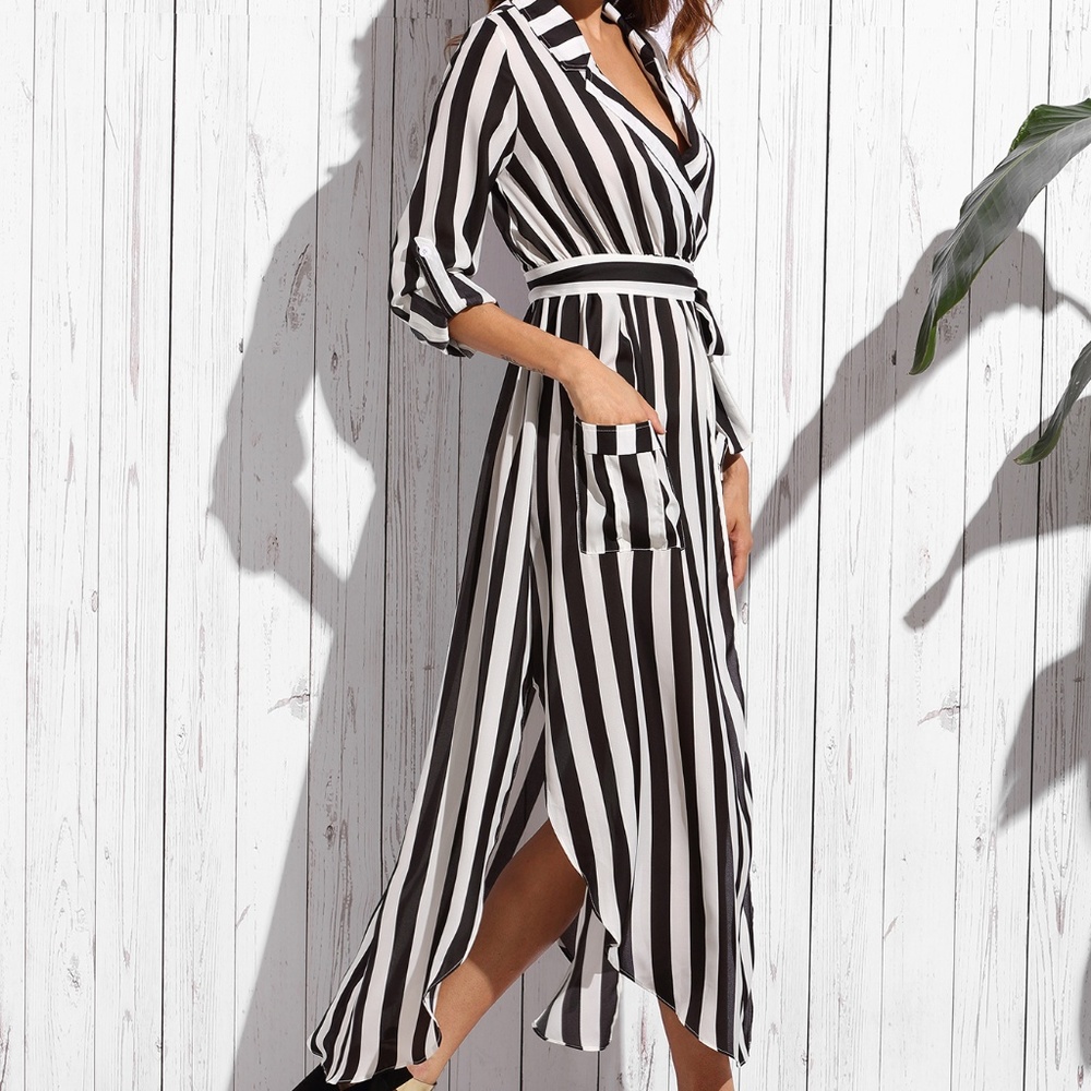 Striped Belted Shirt Dress - BRAND NEW